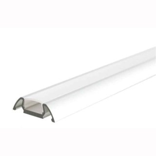 MikaLux Alu STOS-Aufbau Profil -flach/ Schulter- f. LED-Streifen 7x13/30 mm  pro Meter mit Abdeckung opal matt wei&szlig;