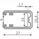 MikaLux, Glaskanten- Profil,  f&uuml;r Glasdicke: 5-8mm , 16,4x 27mm, max. 2m, Versandkosten ab 1,2m Aufpreis 12,-