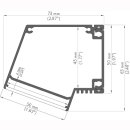 MikaLux Alu-  Profil IMET,  mit extra Platz f&uuml;r elektr. Komponenten, f&uuml;r Wandfassungen, 30 &deg; Abstrahlwinkel