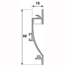 MikaLux Wandeinbauprofil C3W, Bodenbeleuchtung im 45&deg; Winkel, 90x18mm