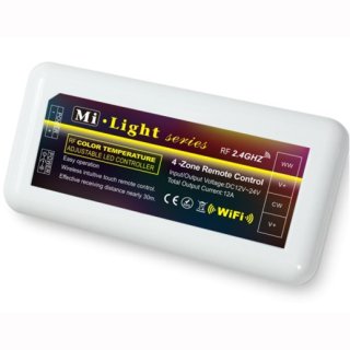 2.4G WiFi Controller CCT 4-Zonen, f&uuml;r dualwei&szlig;e LED- Streifen FUT035, bedienbar mit 2.4G RF-Fernbedienung, dualwei&szlig; (23113466),  max. 6/10A