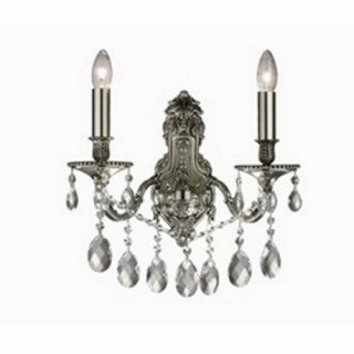 Wandleuchte, Gioconda Ap2, E14, 2-flammig, Kristallschliff silber antik
