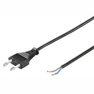 Netzkabel mit Stecker, 1,5m CE VDE schwarz 2-adrig