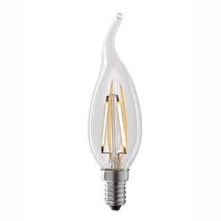 Kerzenbirne LED Faden Filament 4W 400lm, E14, dimmbar, warmweiss 2700K mit Windschlag