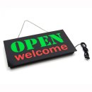 Schild LED Open Welcome  43,3 x 23,3 cm  open rot/gr&uuml;n