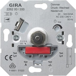 Gira NV-Dimmeins. 20 - 500 W/VA DruckWe Einsatz