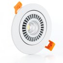 Downlight Spot 7W, superflach 30mm, COB, schwenkbar 90&deg;, Abstrahlwinkel 45-60&deg;, dimmbar, wei&szlig;/wei&szlig;