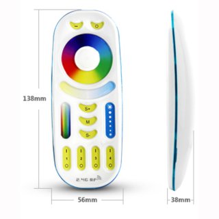 2.4G RF-Farbrad-Fernbedienung FUT092, 4-Zonen f&uuml;r RGB-W+WW, CCT, Lampen, Streifen, Fluter