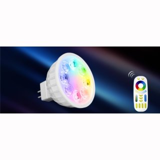 MR16 2.4 LED 4W RGB+CCT, 2.4GHz, steuerbar mit Fernbedienung