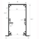 Mikalux LED-Profil Moskau, IP65, Fl&uuml;gelprofil, f&uuml;r doppelte  LED-Streifen, 50/38x66,7mm , pro m