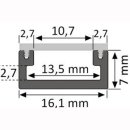 LED-Profil Milano, IP65, f&uuml;r einfache  LED-Streifen, 16,1x7mm , pro m