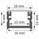 Mikalux LED-Profil Roma, IP65, f&uuml;r einfache  LED-Streifen, 16x11mm , pro m