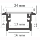 Mikalux Alu- Profil Berlin, IP65, Fl&uuml;gelprofil, f&uuml;r einfache  LED-Streifen, 16x10/12mm , pro m