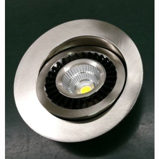 Downlight Spot 7W, superflach 34mm, COB, schwenkbar 90&deg;, Abstrahlwinkel 45&deg;-60&deg;, dimmbar, nickel geb&uuml;rstet, IP44