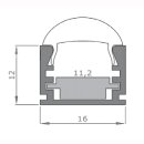 Schirmstreifen Mikalux Roma, IP65, Profil 16x11mm mit LED-Streifen, 30&deg;,  60cm lang, 2700K, dimmbar