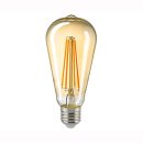 LED Rustikalampe filament 7W, 330&deg;, 720lm, warmweiss 2400K dimmbar gold