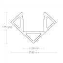 Alu- Profil Galaxy PO23 f. LED-Streifen, 45&deg; Eckenmontage, 25,70 x 17,50 mm, pro Meter