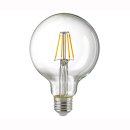 LED Globe filament E27, 8,5W, 330&deg;, 806lm, warmweiss 2700K, &Oslash;95, dim, klar, RA&gt;90