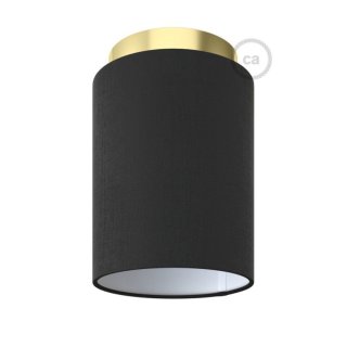 Wand- und Deckenleuchte Fermaluce messing zylindrisch E27 Lampenschirm &Oslash;15 H&ouml;he18 cm schwarz
