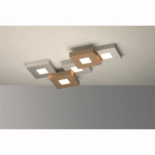 Cubus Dela Deckenleuchte 5xHV-LED 8,7W 3750Lm alu/eiche dimmbar