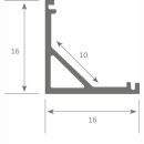 Mikalux Winkelprofil Zagreb, IP65, f&uuml;r einfache LED-Streifen, 16x16mm , pro m