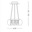 Kristall H&auml;ngeleuchte Audi-80 SP8, D50, 8xG9, h&ouml;henverstellbar, modernes Design chrom