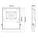 LED Fluter RGB+CCT 30W IP65 160&deg; schwarz steuerbar 2.4 Ghz  mit  Fernbedienung Artikelnr. 23114807