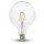 LED Gl&uuml;hfaden Birne Globe E27 7W 2700K 125mm, 810lm klar dim