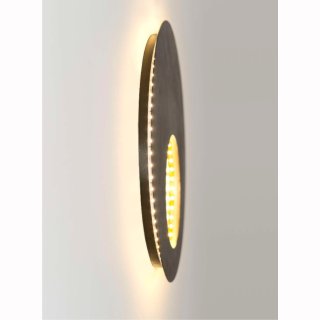 LED Wandlampe LUNA rund, Ø40cm, 9W, 12V, 2700K+3000K braun/schwarz/gold