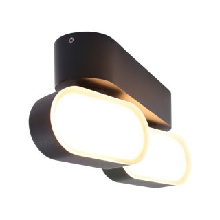 LED- Wandlampe Jade 2x6,5W, 570lm, 2700K, IP54, drehbar, schwarz 1500ZW