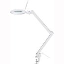 Lupen-Tischleuchte LED 9W, 3 Dioptrien Glaslinse 127mm, wei&szlig; 6 Stufen dimmbar