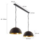 Pendelleuchte Semicirkel,  &Oslash;35cm, 2xE27, h&ouml;henverstellbar an der Kette, schwarz/gold