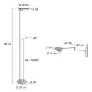 LED- Stehlampe Turound 10W+ 40W, 2700K, 4000+1000lm dim schwenkbar