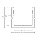 Alu Ein- und Aufbau-Profil Galaxy PO16 ultra-mini f. LED-Streifen max. 8 mm, 10 x 9,2 mm, pro Meter