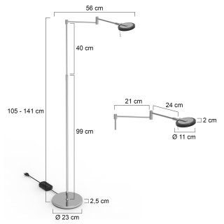 LED- Stehlampe Turound 10W 2700K 1000lm, dim schwenkbar 2713