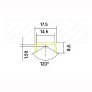 Alu-Aufbauprofil Retone R3 f&uuml;r LED-Streifen17,5x8,6 mm, pro Meter