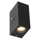 LED- Wandlampe Logan+Sensor up&amp;down eckig,  2x4W, GU10, 345lm, 2700K, IP54 schwarz 2721ZW
