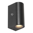 LED- Wandlampe Logan+Sensor up&amp;down rund,  2x4W, GU10, 345lm, 2700K, IP54 schwarz 2720ZW