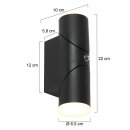 LED- Wandlampe Samar+Sensor up&amp;down verstellbar,  2x7W, 700lm, 2700K, IP54 schwarz 2722ZW