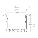 Alu Einbau-Profil PN21 Galaxy  f. LED-Streifen, 30 x 19,5mm, silber elox, pro Meter f&uuml;r Abdeckung C26