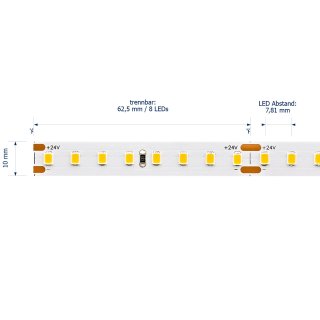 Flex Stripe long distance 15m, 7,2W/m 10mm, SMD3528/128/m, IP20, 24V DC extra warmweiss 2700K, 15m Rolle