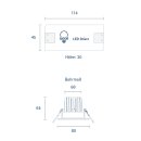 LED Downlight 9W Argent 80  36&deg; CRI93, dim, wei&szlig;, DA=68 inkl. Treiber IP44