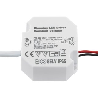 LED Gleichstromtrafo Einbaunetzteil 24V, 0-12W f&uuml;r Hohlwanddosen dimmbar