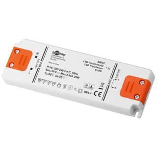 Gleichstrom-LED-Trafo 12V/DC / 24V 0-20W  T&Uuml;V CE MM flach