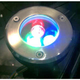 Bodeneinbauspot  3x1W, RGB, 12V, D:100mm,H:135mm, IP65