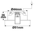 LED Einbauleuchte MiniAMP Alu geb&uuml;rstet, 3W, 12V DC, warmwei&szlig;, dimmbar, 100cm Kabel