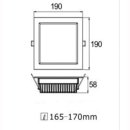 Downlight 20W quadrat wei&szlig; Ausschnitt 170x170mm, opt. dimmbar