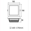 Downlight 20W quadrat wei&szlig; Ausschnitt 170x170mm,...