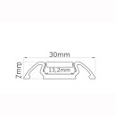 MikaLux Alu STOS-Aufbau Profil -flach/ Schulter- f. LED-Streifen 7x13/30 mm  pro Meter