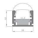Alu-Profil REGULOR mit Linsen-Abdeckung 10&deg;-90&deg;, f&uuml;r LED-Streifen,16x12 mm, pro Meter